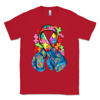 Red autism awareness with boxing gloves Classic Tee - NancyCooperArtShop