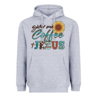 Heather Grey give me coffee and jesus Heavyweight Hoodie - Artiststas
