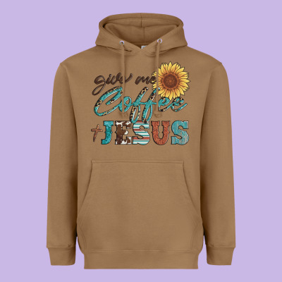 Give Me Coffee And Jesus Heavyweight Hoodie Designed By Artiststas