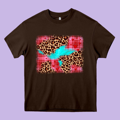 Valentine's Day Leopard Background Heavy Core Tee Designed By Jahusdesignshop