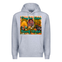 Heather Grey pumpkin kisses harvest wishes tumbler Premium Hoodie - BundleAndBundleShop