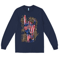 Navy Freedom rock hand 4th of july Long Sleeve Tee - CowGirlArtShop
