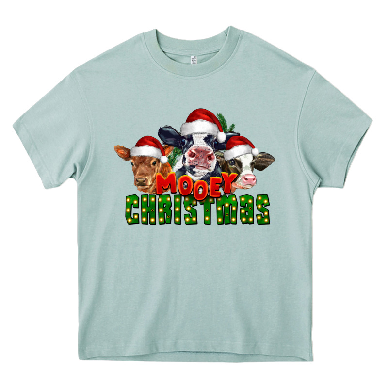 Mooey Christmas Cows Heavy Core Tee by LillyAllenDesigns | Teevron