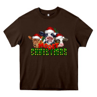 Chocolate Brown Mooey Christmas Cows Heavy Core Tee - LillyAllenDesigns