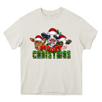 Cream Mooey Christmas Cows Heavy Core Tee - LillyAllenDesigns