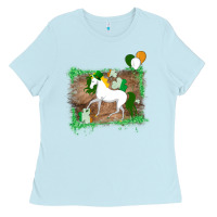Baby Blue Unicorn Dabbing with Shamrock for St. Patricks Day Ladies Tee - Bettercallsaul