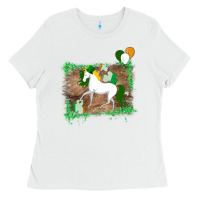 White Unicorn Dabbing with Shamrock for St. Patricks Day Ladies Tee - Bettercallsaul