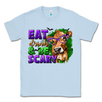 Dusty Blue Eat Drink and Be Scary with Halloween Classic Tee - texasbilliewilder