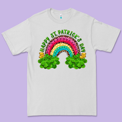 Happy St Patricks Day Rainbow And Shamrock Premium Tee Designed By Ranaportraitstore