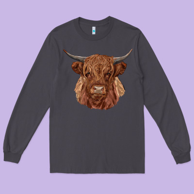 Highland Cow Long Sleeve Tee Designed By Ranaportraitstore
