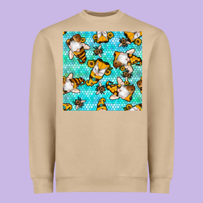 Honey Bee Gnomes Seamless Pattern Heavyweight Sweatshirt Designed By Bundleandbundleshop