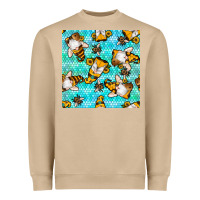 Mushroom honey bee gnomes seamless pattern Heavyweight Sweatshirt - BundleAndBundleShop
