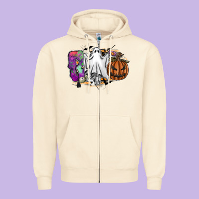 Boo Zipper Hoodie Designed By Sublimationcraftshop