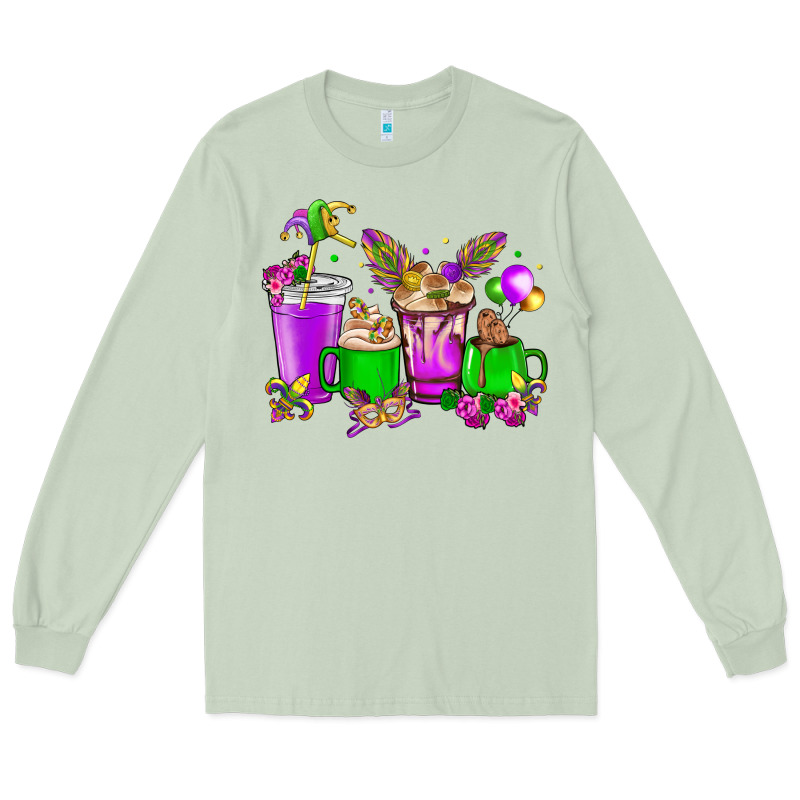 Mardi Gras Coffee Cups Long Sleeve Tee by HowdyJamesFarm | Teevron
