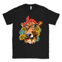 Black Western Cow with Sunflowers and Gemstone Classic Tee - texasbilliewilder