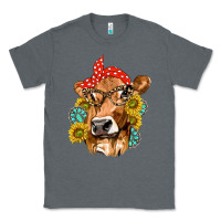 Charcoal Heather Western Cow with Sunflowers and Gemstone Classic Tee - texasbilliewilder