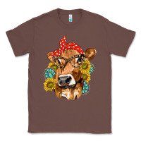 Chestnut Western Cow with Sunflowers and Gemstone Classic Tee - texasbilliewilder
