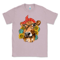 Lilac Western Cow with Sunflowers and Gemstone Classic Tee - texasbilliewilder