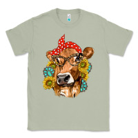 Matcha Western Cow with Sunflowers and Gemstone Classic Tee - texasbilliewilder