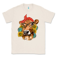 Natural Western Cow with Sunflowers and Gemstone Classic Tee - texasbilliewilder