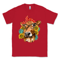 Red Western Cow with Sunflowers and Gemstone Classic Tee - texasbilliewilder