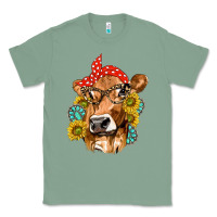 Sage Western Cow with Sunflowers and Gemstone Classic Tee - texasbilliewilder