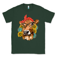 Sports Green Western Cow with Sunflowers and Gemstone Classic Tee - texasbilliewilder