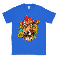 True Royal Western Cow with Sunflowers and Gemstone Classic Tee - texasbilliewilder