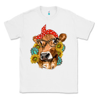 White Western Cow with Sunflowers and Gemstone Classic Tee - texasbilliewilder