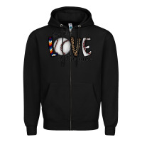 Black for the love of the game baseball Zipper Hoodie - CowhideDigitalArt