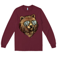 Burgundy Papa Bear Long Sleeve Tee - HowdyJamesFarm