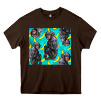 Chocolate Brown Chimpanzee And Banana Heavy Core Tee - LillyAllenDesigns