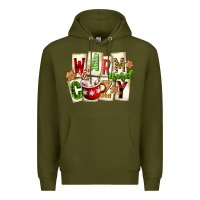 Army Green warm and cozy hot cocoa Premium Hoodie - FaDigitalArtStudio
