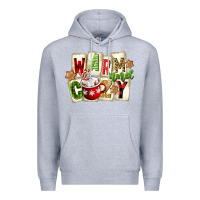 Heather Grey warm and cozy hot cocoa Premium Hoodie - FaDigitalArtStudio