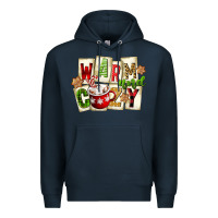 Navy warm and cozy hot cocoa Premium Hoodie - FaDigitalArtStudio