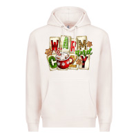 Pale Pink warm and cozy hot cocoa Premium Hoodie - FaDigitalArtStudio
