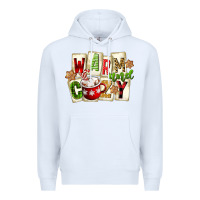 White warm and cozy hot cocoa Premium Hoodie - FaDigitalArtStudio