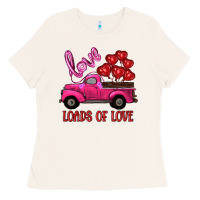 Bone valentine's day loads of love turck with balloons Ladies Tee - RanaPortraitStore