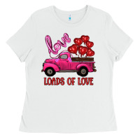 White valentine's day loads of love turck with balloons Ladies Tee - RanaPortraitStore