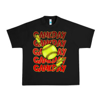Black Game day softball lightning bolt Urban Heavy Tee - HowdyJamesFarm