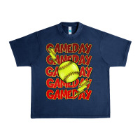 Navy Game day softball lightning bolt Urban Heavy Tee - HowdyJamesFarm