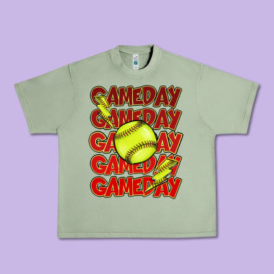 Game Day Softball Lightning Bolt Urban Heavy Tee Designed By Howdyjamesfarm
