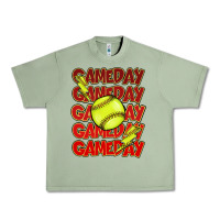 Oil Green Game day softball lightning bolt Urban Heavy Tee - HowdyJamesFarm