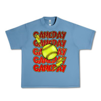 Pebble Blue Game day softball lightning bolt Urban Heavy Tee - HowdyJamesFarm