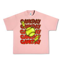 Salmon Game day softball lightning bolt Urban Heavy Tee - HowdyJamesFarm