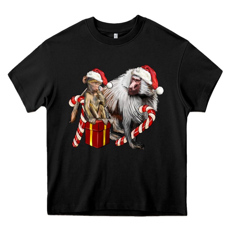 Christmas Baboon Baby And Mama Heavy Core Tee by LillyAllenDesigns | Teevron