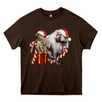 Chocolate Brown Christmas Baboon Baby And Mama Heavy Core Tee - LillyAllenDesigns