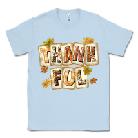 Dusty Blue Thankful with Plate Classic Tee - texasbilliewilder