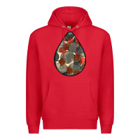 Red african fabric pattern teardrop earrings Premium Hoodie - BundleAndBundleShop