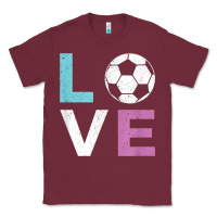 Burgundy Soccer Gift for Girls Women I Love Soccer Vintage Classic Tee - minhPixels